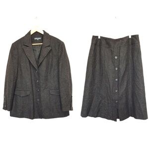 ADDITION Elle wool blend matching blazer midi skirt set tweed size 16
